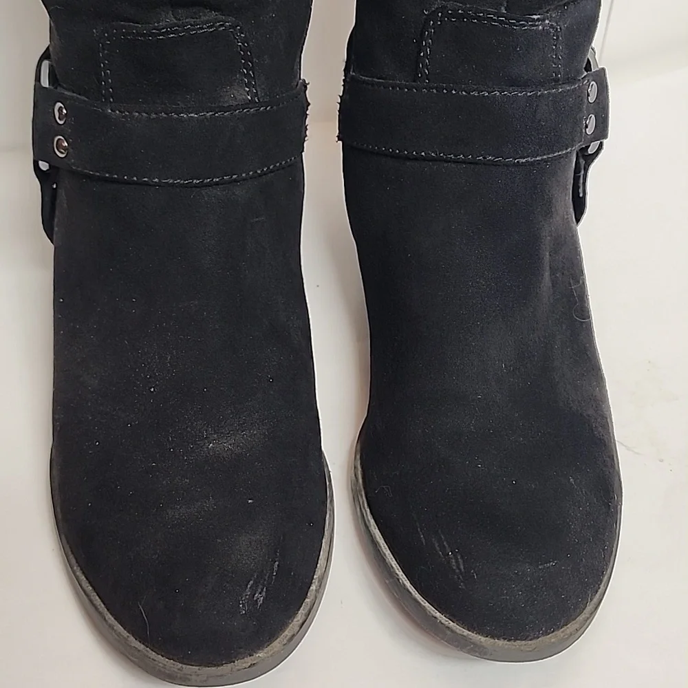 Carlos Santana Black Knee-High Sz 9.5 Faux Suede Western Style Boots